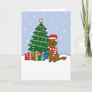 Irish Setter and Christmas Tree Feiertagskarte