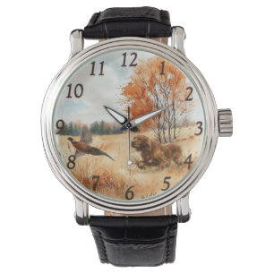 Irish Setter auf dem Feld – Fasanenjagd Elegant Armbanduhr