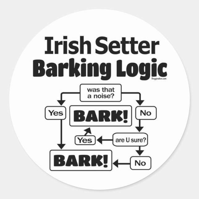 Irish Setter Barking Logic Runder Aufkleber (Vorderseite)