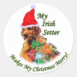 Irish Setter Christmas Geschenke Runder Aufkleber