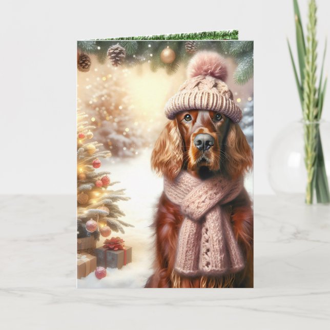 Irish Setter Christmas Karte (Vorderseite)