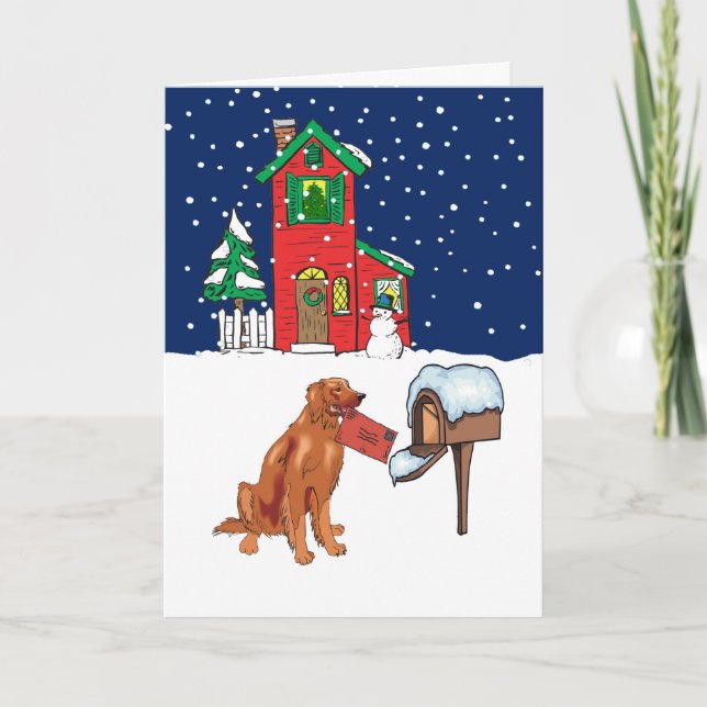 Irish Setter Christmas Mail Feiertagskarte (Vorderseite)