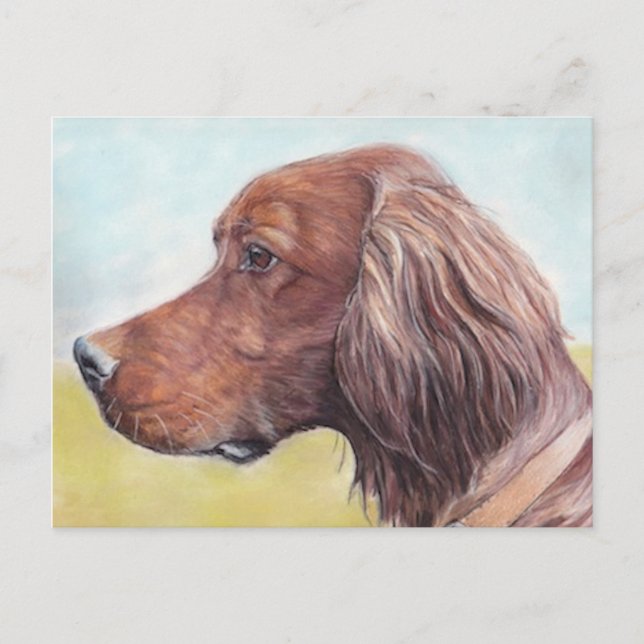 Irish Setter Dog Art Postcard Postkarte (Vorderseite)