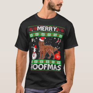 Irish Setter Dog Merry Woofmas Weihnachtskostüm T-Shirt