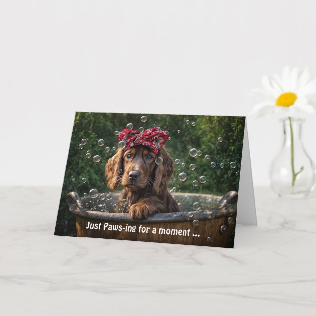 Irish Setter Dog Pup Niedliches Denken Sie an Sie  Karte (Kleine Pflanze)