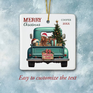 Irish Setter Dog Retro Truck Weihnachten Keramikornament
