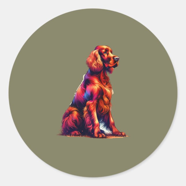 Irish Setter Dog Runder Aufkleber (Vorderseite)