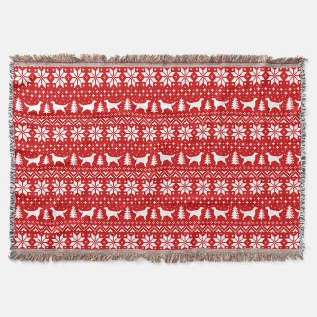Irish Setter Dog Silhouetten Weihnachtsmuster Red Decke (Vorderseite)
