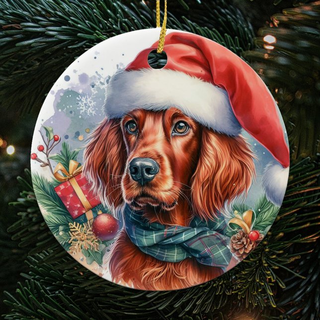 Irish Setter Dog Watercolor Weihnachten Keramik Ornament (Von Creator hochgeladen)