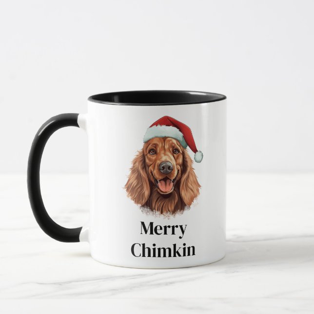 Irish Setter Dog Weihnachtsmannmütze Weihnachten Tasse (Links)