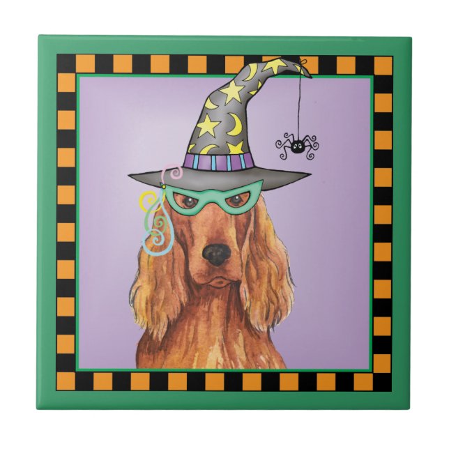 Irish Setter Hexe Fliese (Vorderseite)