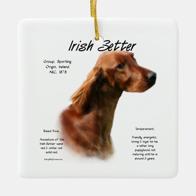 Irish Setter History Design Keramikornament (Vorderseite)