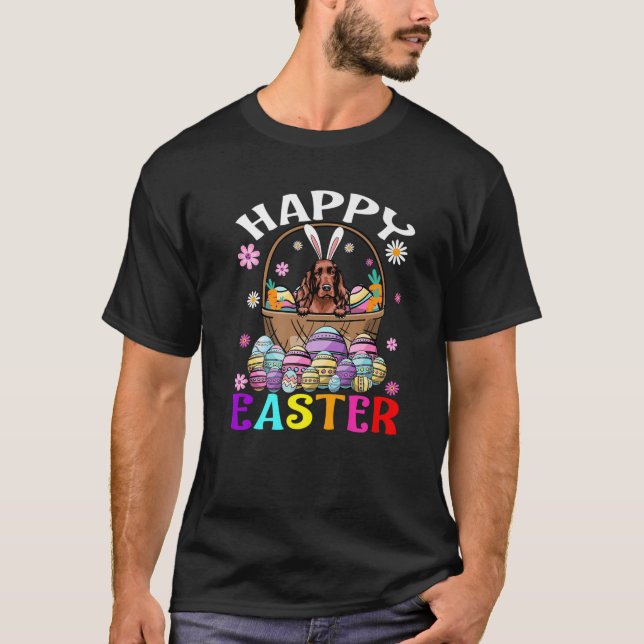 Irish Setter Hund Happy Oaster Bunny Eggs Ostern T-Shirt (Vorderseite)