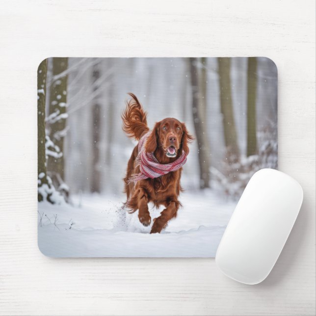 Irish Setter in Snow Mousepad (Mit Mouse)