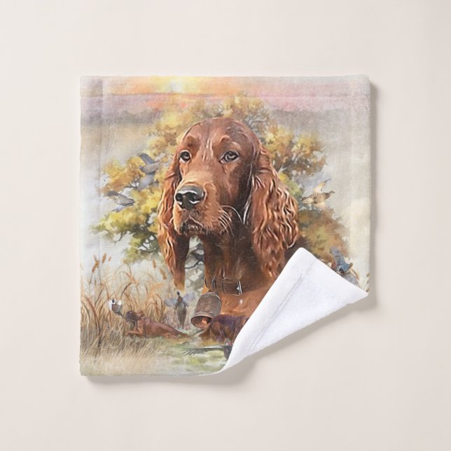 Irish Setter Jagd Fasant, Art Badhandtuch Set (Waschlappen)