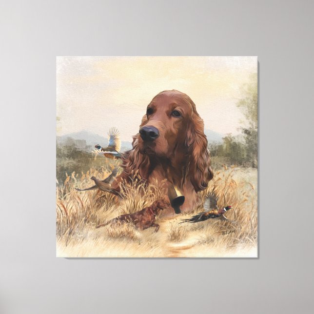 Irish Setter Jagd Fasant, Art Leinwanddruck (Vorderseite)