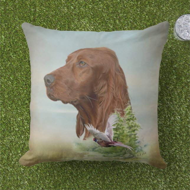 Irish Setter Jagd Kissen (Gras)