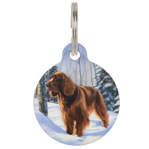 Irish Setter Lass es schneien Weihnachten Haustiermarke