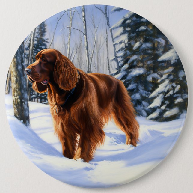 Irish Setter Let It Snow Weihnachten Button (Vorderseite)