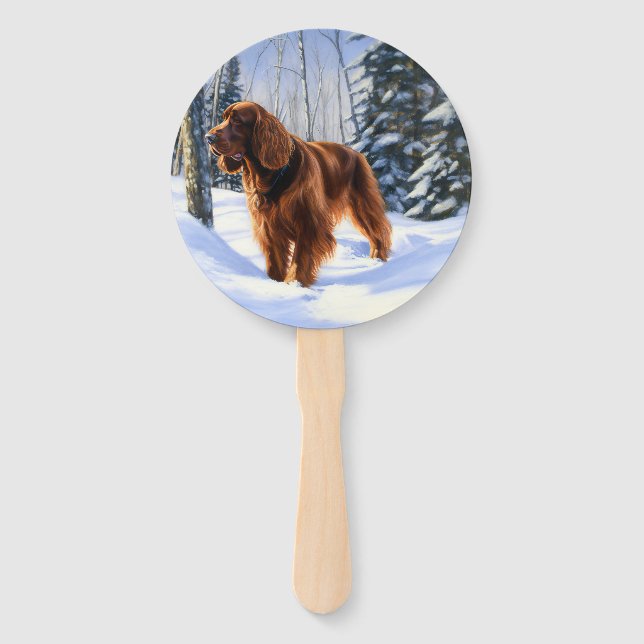 Irish Setter Let It Snow Weihnachten Fächer (Vorderseite)