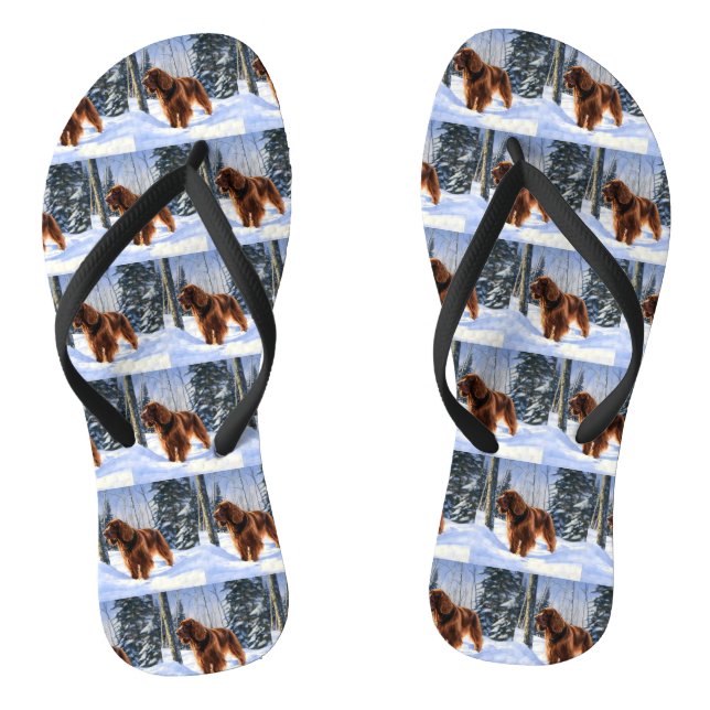 Irish Setter Let It Snow Weihnachten Flip Flops (Fußbett)