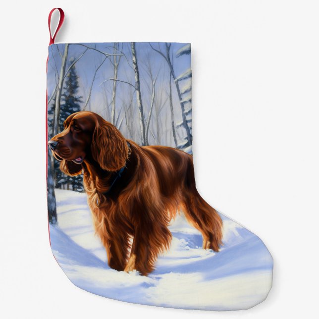 Irish Setter Let It Snow Weihnachten Kleiner Weihnachtsstrumpf (Vorderseite)