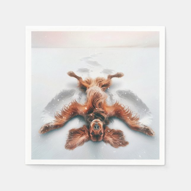 Irish Setter Making a Snow Angel Serviette (Vorderseite)