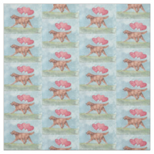 Irish Setter mit Heart Balloons Dog Art Fabric Stoff