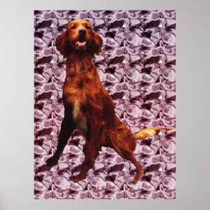 Irish Setter mit Lavendel Blume Pattern Poster