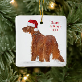 Irish Setter mit Santa Claus Hat Keramikornament