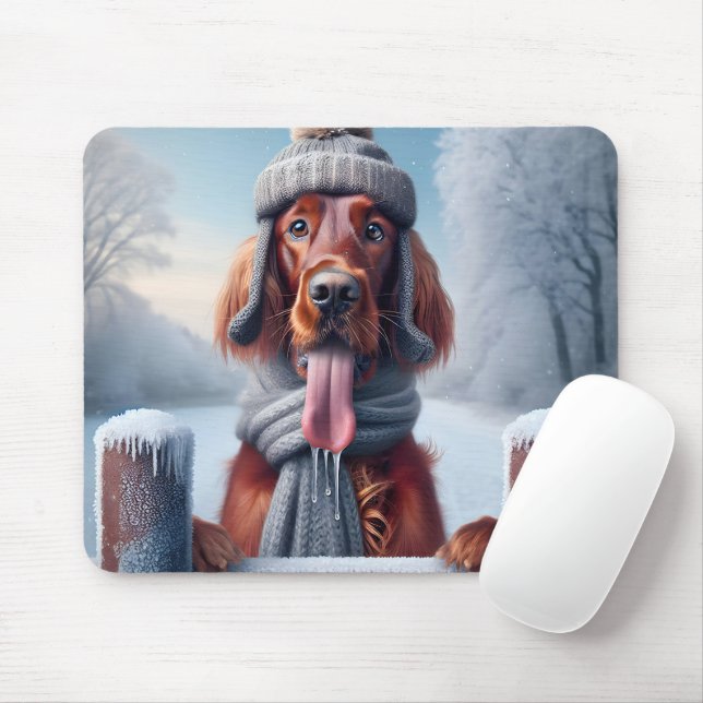 Irish Setter mit Winter Scarf und Hut Mousepad (Mit Mouse)