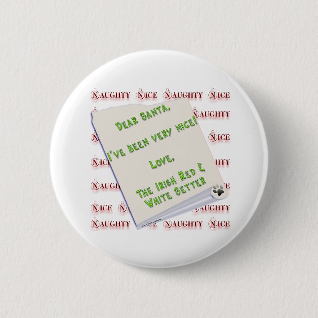 Irish Setter Naughty Nice Button (Vorderseite)