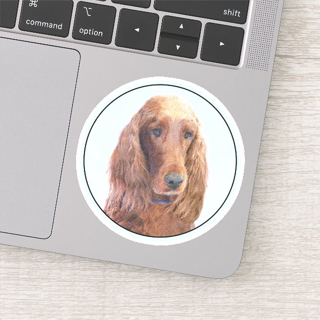 Irish Setter Painting - Niedliche Original Dog Art Aufkleber (Detail)