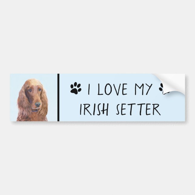 Irish Setter Painting - Niedliche Original Dog Art Autoaufkleber (Vorne)
