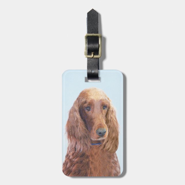 Irish Setter Painting - Niedliche Original Dog Art Gepäckanhänger (Vorderseite vertikal)