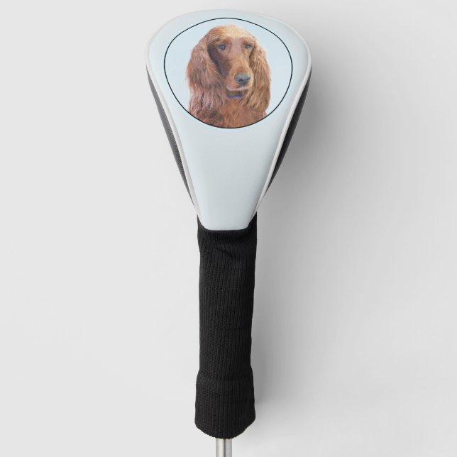 Irish Setter Painting - Niedliche Original Dog Art Golf Headcover (Vorderseite)