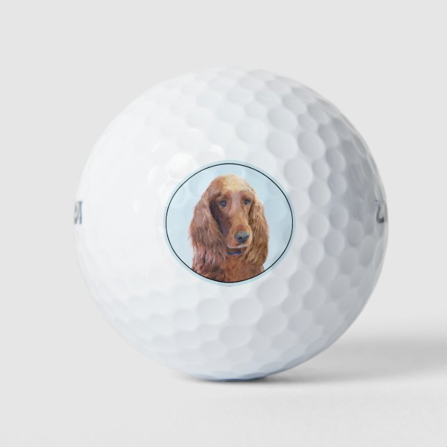 Irish Setter Painting - Niedliche Original Dog Art Golfball (Vorderseite)
