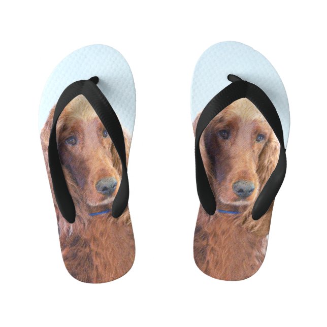 Irish Setter Painting - Niedliche Original Dog Art Kinderbadesandalen (Fußbett)