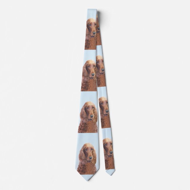 Irish Setter Painting - Niedliche Original Dog Art Krawatte (Vorderseite)