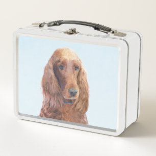 Irish Setter Painting - Niedliche Original Dog Art Metall Brotdose