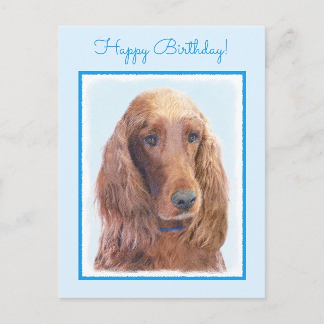 Irish Setter Painting - Niedliche Original Dog Art Postkarte (Vorderseite)