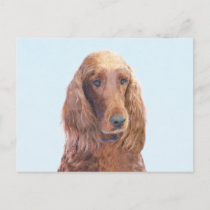 Irish Setter Painting - Niedliche Original Dog Art Postkarte