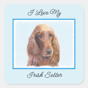 Irish Setter Painting - Niedliche Original Dog Art Quadratischer Aufkleber