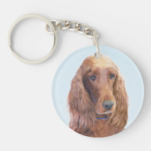 Irish Setter Painting - Niedliche Original Dog Art Schlüsselanhänger