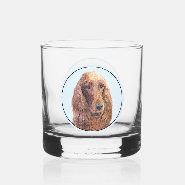Irish Setter Painting - Niedliche Original Dog Art Whiskyglas (Vorderseite)