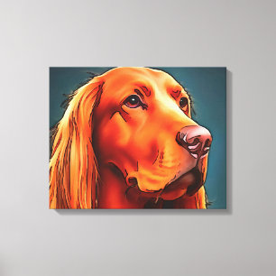 Irish Setter Pet Portrait Black Kontur Art Leinwanddruck