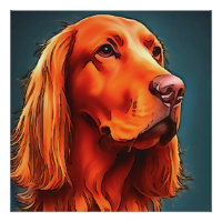 Irish Setter Pet Portrait Black Kontur Art