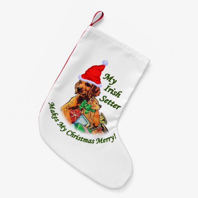 Irish Setter Puppy Christmas Kleiner Weihnachtsstrumpf (Vorderansicht (hängend))