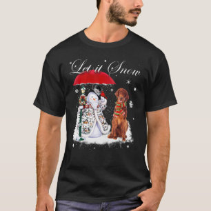 Irish Setter Santa Dog Christmas Snowman Xmas Paja T-Shirt