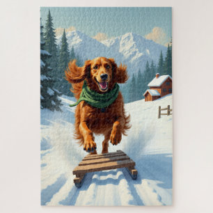Irish Setter Schlittenfahrt-Abenteuer Weihnachtsma